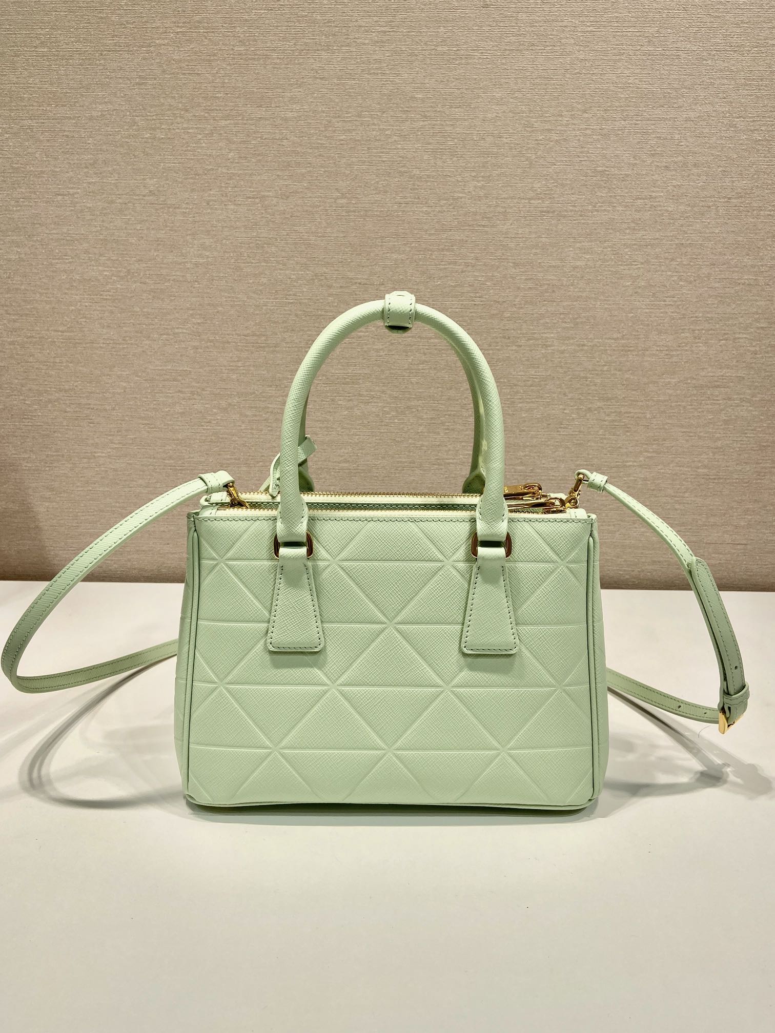 Prada Small Galleria Saffiano Leather Bag Tote Shoulder Bag Light Green 1BA896 